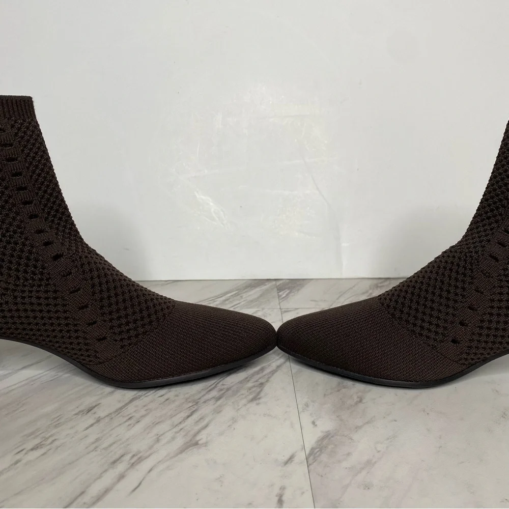 Eileen Fisher Honey Brown Knit Stretch Bootie 5